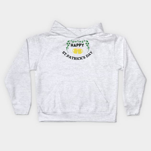 Happy St. Patrick's Day Beer Mugs Kids Hoodie by AdrianaHolmesArt